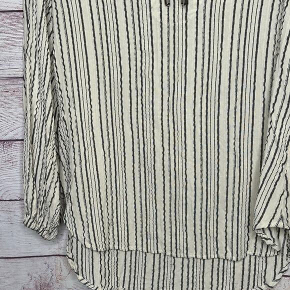 Free People Ivory Rhythm of the Night Striped Long Sleeve Top Size XS - Picture 6 of 11